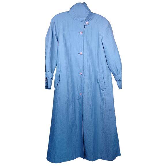 VTG London Fog Teal Blue Trench Coat Women's Size 10 Regular, Longline Raincoat - Picture 3 of 8